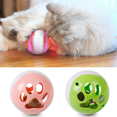 Cat Interactive Hollow Bell Ball Toy Creative Catnip LED Light Cat Exercise Ball Cat Bell Toy Cat Toy Pet Training Supplies