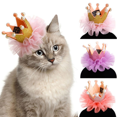 Pet Hair Clip Lace Princess Crown Dog Cat Wedding Birthday Party Photography Decoration Pet Hair Accessories For Kitty Puppy