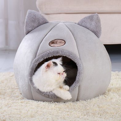 Removable Cat Bed Warm Pet Cat House Cave Winter Puppy Kitten Dog Cushion Mat Small Dogs Cats House Kennel Nest Indoor Cama Gato