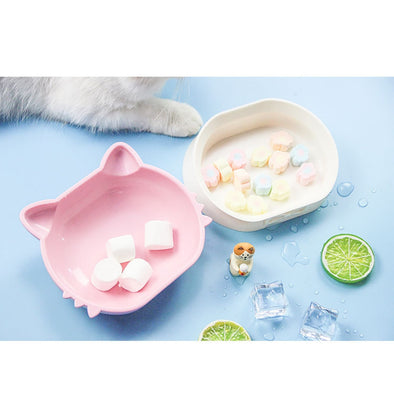 Pet Bowl Multifunction Cat Face Decor Pet Water Food Bowl Creative 2 In 1 Pet Food Bowls For Cat Dog Pet Feeding Supplies
