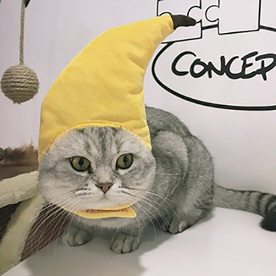 Pet Cat Dog Adjustable Creative Funny Banana Head Headdress Pet Cat Dress Up Cotton Plush Head Accessories Pet Costume