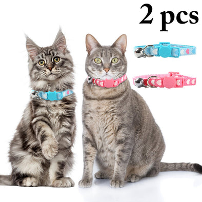 2 Pcs Adjustable Cute Dog Collars Pet Collars With Small Bells Charm Necklace Collar For Little Dogs Cat Collars Pet Supplies