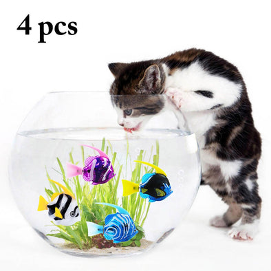 4PCS Cat Toy Mini Electronic Water Activated LED Fish Electric Flash Induction Simulation Deep Sea Fish Funny Cat Toy Supplies