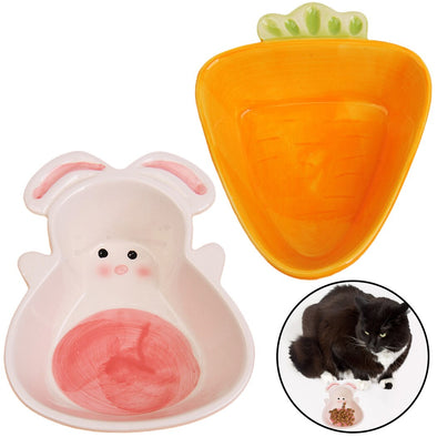 Cute Cartoon Carrot Rabbit Shape Ceramic Bowl Food Water Feeding Bowls For Small Animals Hamster Chinchilla Pet Feeding Supplies