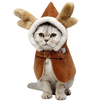 Pet Cape Cloak Creative Winter Hooded Dragon Horn Pet Cloak Pet Cosplay Costume For Cats Pet Clothing Accessories Pet Supplies