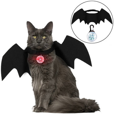 Pet Costume Bat Wings Cosplay Cat Dog Costume With LED Luminous Round Luminous Pendant Clothing Accessories For Halloween