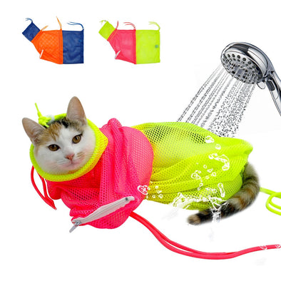 Mesh Cat Grooming Bath Bag Cats Adjustable Washing Bags For Pet Bathing Nail Trimming Injecting Anti Scratch Bite Restraint
