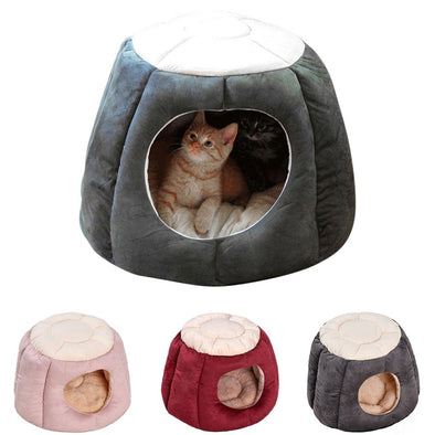 Winter Warm Cat House Kennel Pet Nest Cat Sleeping Bag Deep Sleep Semi-Closed Cat Tent Cat Bed Small Medium Dogs Pets Home Cave