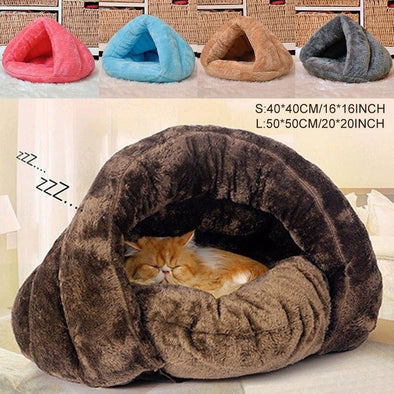 2 Size Puppy Pet Cat Dog Soft Warm Nest Kennel Bed Cave House Sleeping Bag Mat Pad Tent S L 5 Colors Pets Winter Warm Cozy Beds