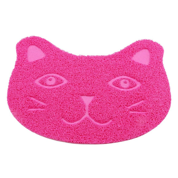 Pet Cat Toilet Mat PVC Waterproof Kitten Cute Cat Face Pattern Cat Litter Trapper Easy Cleaning Mat for Home Pet Cat Supplies