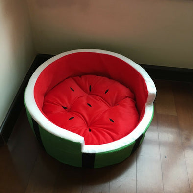 Cute Kennel House Warm Watermelon Modeling Dog Bed Mat Sofa Pet Cat Bed for Dogs Fruit Bed S M L