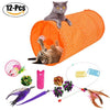 Pet Toy Set Collapsible Funny Playing Tunnel Toys Pet Tube Toys Cat Toys with Hanging Bell for Kittens 12PCS