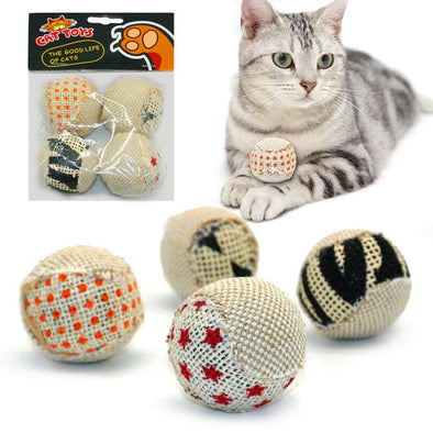 4Pcs/Set Canvas Ball Cat Ball Toy Creative Interactive Funny Canvas Cat Toy Kitten Toy Set Pet Supplies