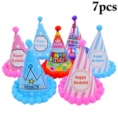 7Pcs/Set Creative Pet Dog Cat Party Birthday Hat Happy Birthday Letters Headwear Cap Hat Birthday Party Pets Accessories For Pet