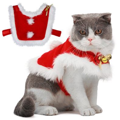 Christmas Pet Clothes Adjustable Cloaks Dogs Cat New Year Costumes Xmas Puppy Dogs Cloth With Bells Pet Clothing Supplies