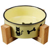 Ceramic Feeding And Drinking Bowls Combination With Bamboo Frame For Dogs Cats Water Drink Dishes Feeder Pet Daily Necessities
